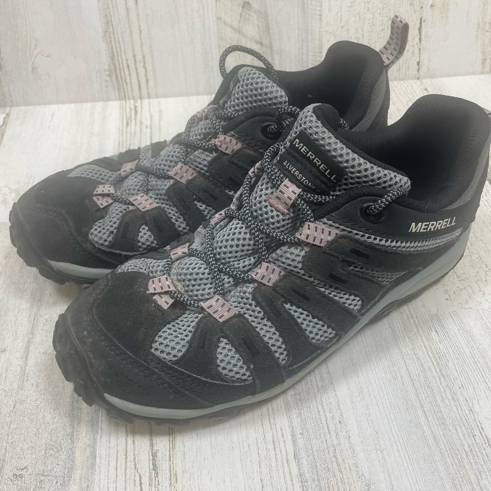 Merrell Alverstone 2 Hiking Sneaker Shoe size 9.5 Black Monume Outdoor Active - Picture 2 of 8